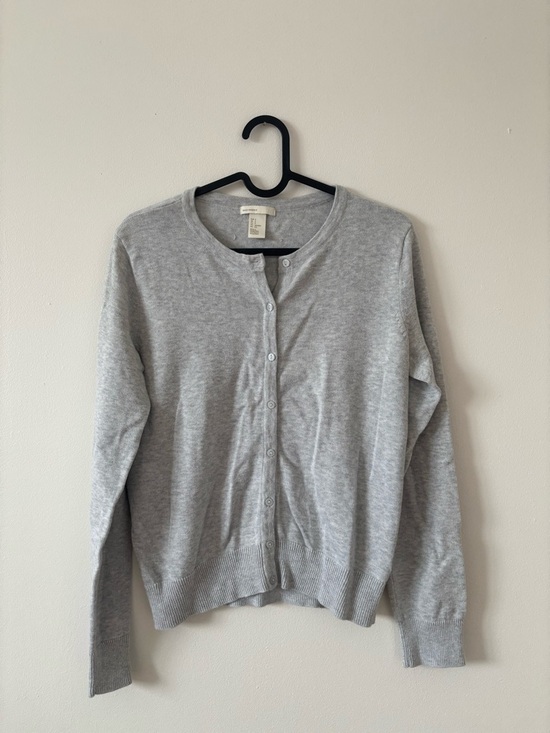 twik Sweaters - twik Light Gray Button-Front Crewneck Cardigan